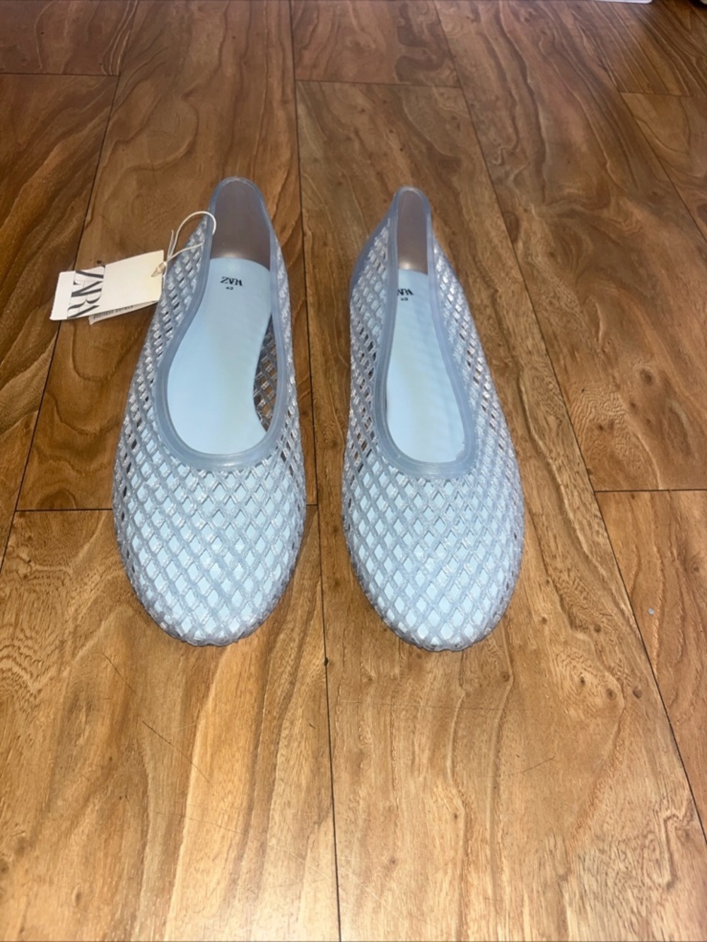 Zara Light blue  Mesh Slip-On  jelly ballet Flats Sz 9